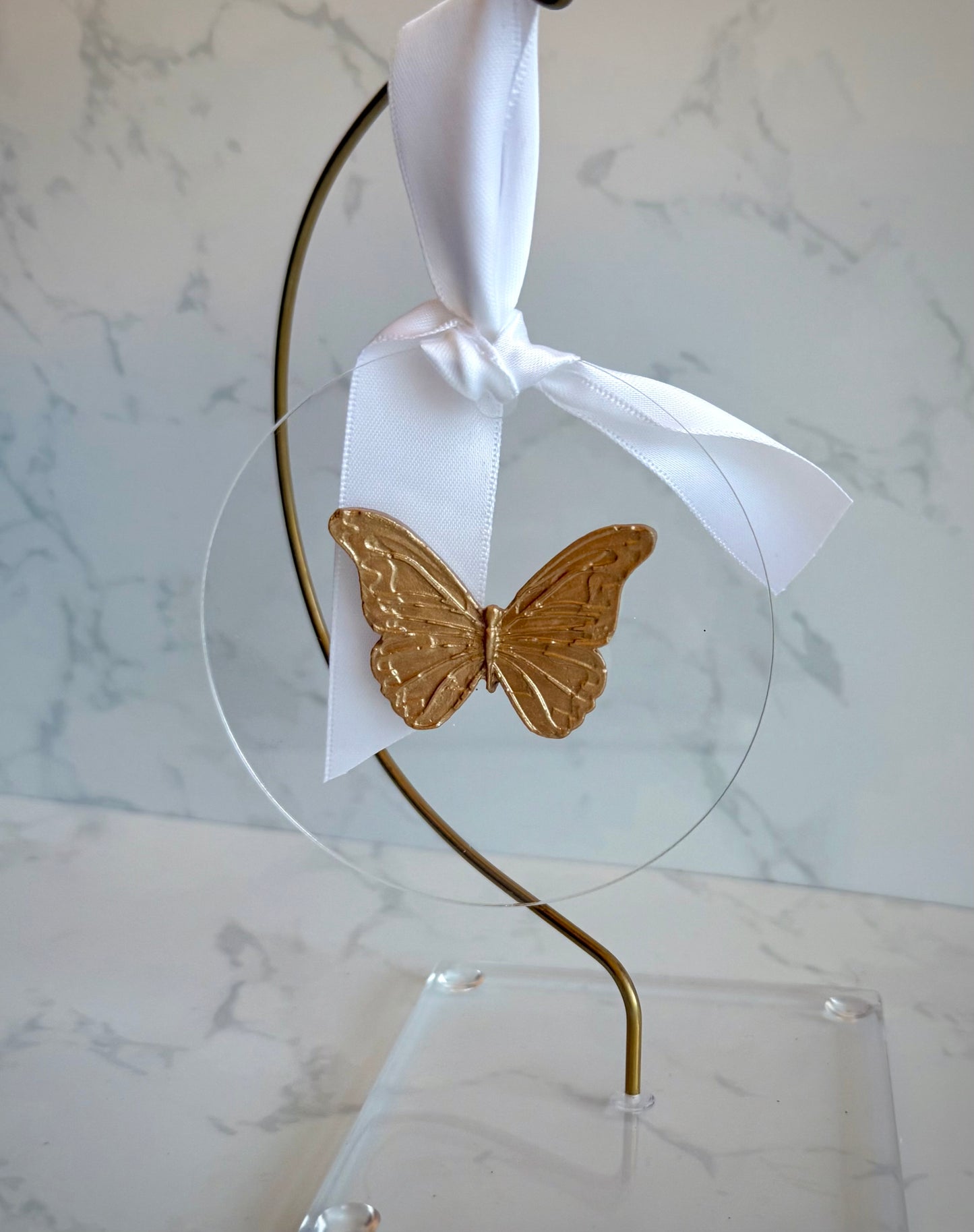 Butterfly round acrylic ornament