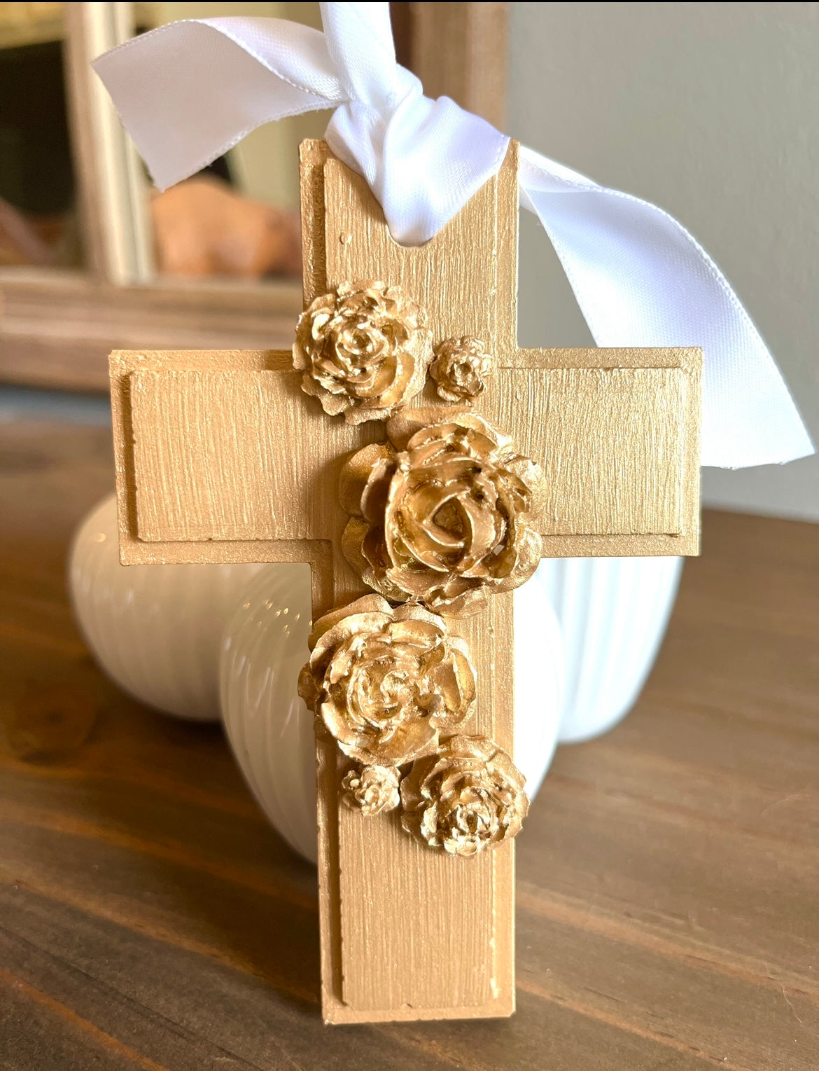 Cross with Blooms Ornament