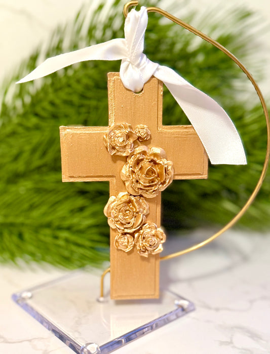 Cross with Blooms Ornament